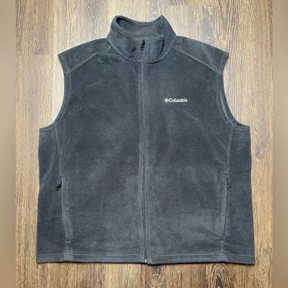 Columbia Fleece Vest Men’s Size XXL Dark Charcoal Gray Full Zip - NICE ❄️